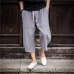 Sinicism Store Man Linen Cropped Cross Pant Trouser Men Casual Wide-Legged Bloomers Summer 2019 Male Traditional Nepal Trousers