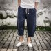 Sinicism Store Man Linen Cropped Cross Pant Trouser Men Casual Wide-Legged Bloomers Summer 2019 Male Traditional Nepal Trousers