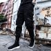 Streetwear Ribbons Casual Pants Men Black Slim Mens Joggers Pants Side-pockets Cotton Camouflage Man Trousers