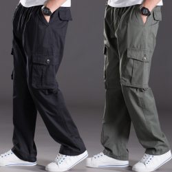 spring summer casual pants male big size 6XL Multi Pocket Jeans oversize Pants overalls elastic waist pants plus size men