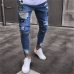 2018 Men Stylish Ripped Jeans Pants Biker Skinny Slim Straight Frayed Denim Trousers New Fashion skinny jeans men Clothes