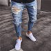 2018 Men Stylish Ripped Jeans Pants Biker Skinny Slim Straight Frayed Denim Trousers New Fashion skinny jeans men Clothes