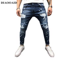 2018 new Fashion Jeans Men Casual Trousers Casual Fitted Bottoms Zipper Streetwear Hip Hop Straight male personality denim pants