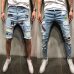 2018 new Men Ripped Distressed Slim Fit Elastic Stretch Patches Male streetwear hiphop Hole Denim Pants Biker denim trousers