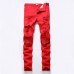 2018 new fashion high street men's jeans zipper knee knocked ragged hole male club denim fabric elastic skinny ripped trousers