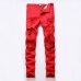 2018 new fashion high street men's jeans zipper knee knocked ragged hole male club denim fabric elastic skinny ripped trousers