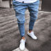 2019 Men's Stretchy Ripped Skinny Biker Jeans Destroyed Slim Fit Denim Pants Mens Elastic Waist Harem Pants Men Jogger Clothes