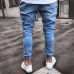 2019 Men's Stretchy Ripped Skinny Biker Jeans Destroyed Slim Fit Denim Pants Mens Elastic Waist Harem Pants Men Jogger Clothes