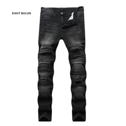 2019 New Fashion Jeans Hip Hop  Moto Mens Designer Clothes New Fashion Distressed Ripped Skinny Denim Biker Jeans Dropshipping