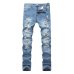 2019  New Fashion Men Holes Jeans European High Street Motorcycle Biker Jeans Men Hip Hop Ripped Slim Jeans pants Dropshipping