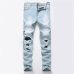 2019  New Fashion Men Holes Jeans European High Street Motorcycle Biker Jeans Men Hip Hop Ripped Slim Jeans pants Dropshipping