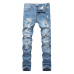 2019 New Fashion Ripped Jeans Men Patchwork Hollow Out Printed Beggar Cropped Pants Man Cowboys Demin Pants Male Dropshipping