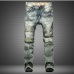 2019 New Fashion Ripped Jeans Men Patchwork Hollow Out Printed Beggar Cropped Pants Man Cowboys Demin Pants Male Dropshipping