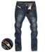 2019 New Hole Ripped Stretch Famous Fashion Designer Button Jeans Men Straight Dark Blue Color Printed Mens Jeans Ripped Jeans