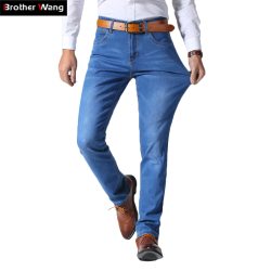 2019 Summer New Men's Thin Light Jeans Business Casual Stretch Slim Denim Jeans Light Blue Trousers Male Brand Pants Plus Size