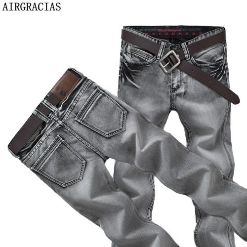 AIRGRACIAS Mens Jeans Classic Retro Nostalgia Straight Denim Jeans Men Plus Size 28-38 Men Long Pants Trousers Brand Biker Jean