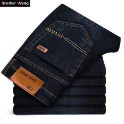 Brother Wang Brand 2019 New Men's Fashion Jeans Business Casual Stretch Slim Jeans Classic Trousers Denim Pants Male 101