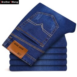 Brother Wang Brand 2019 New Men's Slim Elastic Jeans Fashion Business Classic Style Skinny Jeans Denim Pants Trousers Male 102