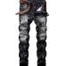 Famous TANGYAXUAN Brand Fashion Designer Jeans Men Straight Dark Blue Color Printed Mens Jeans Ripped Jeans,96% Cotton