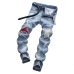 Famous TANGYAXUAN Brand Fashion Designer Jeans Men Straight Dark Blue Color Printed Mens Jeans Ripped Jeans,96% Cotton