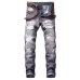 Famous TANGYAXUAN Brand Fashion Designer Jeans Men Straight Dark Blue Color Printed Mens Jeans Ripped Jeans,96% Cotton