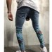 Fashion Skinny Ripped Jeans for Men Male Motorcycle Jeans Denim Pants Fashion Casual Brand Hole Print Slim Biker Jeans Plus Size