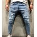 Fashion Skinny Ripped Jeans for Men Male Motorcycle Jeans Denim Pants Fashion Casual Brand Hole Print Slim Biker Jeans Plus Size