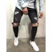 Fashion Streetwear Men's Jeans Vintage Blue Gray Color Skinny Destroyed Ripped Jeans Broken Punk Pants Homme Hip Hop Jeans Men