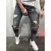 Fashion Streetwear Men's Jeans Vintage Blue Gray Color Skinny Destroyed Ripped Jeans Broken Punk Pants Homme Hip Hop Jeans Men