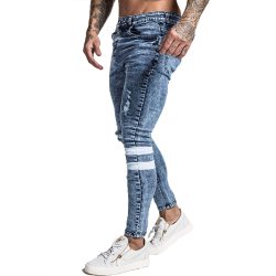 Gingtto Mens Skinny Jeans Slim Fit Ripped Jeans Big and Tall Stretch Blue Jeans for Men Distressed Elastic Waist 32 Leg 30 zm49