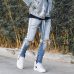 HEYGUYS new fashion pants men skinny jeans Men streetwear ripped jeans for man Fitted Bottoms zipper hip hop jeans homme denim