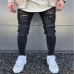 High Quality Men Elastic Skinny Jeans Wrinkle in Knee Hip Hop Biker Pants Thigh Ankle Zipper Male Ripped Trousers Dropshipping