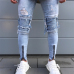 High Quality Men Elastic Skinny Jeans Wrinkle in Knee Hip Hop Biker Pants Thigh Ankle Zipper Male Ripped Trousers Dropshipping