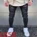 High Quality Men Elastic Skinny Jeans Wrinkle in Knee Hip Hop Biker Pants Thigh Ankle Zipper Male Ripped Trousers Dropshipping