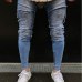 High Quality Men Elastic Skinny Jeans Wrinkle in Knee Hip Hop Biker Pants Thigh Ankle Zipper Male Ripped Trousers Dropshipping