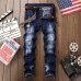 Male hole badge embroidery style denim trousers pants  2018 Fashion New Men's Casual Slim Patch Jeans Dropshipping