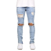 Men Jeans Stretch Destroyed Ripped Design Fashion Ankle Zipper Skinny Jeans For Men E5020