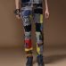 Men's Fashion Cool Style Multicolor Patchwork Straight Tube Full Length Button Jeans