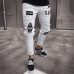 Men's Fashion Vintage Ripped Jeans  Skinny Slim Fit Zipper Denim Pant Destroyed Frayed Trousers Cartoon Style Pants Dropshipping