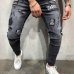 NEW 2019 fashion men's hole embroidery jeans Hip-hop slim men jeans