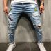 NEW 2019 fashion men's hole embroidery jeans Hip-hop slim men jeans