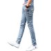 New Korean Style Men Jeans Grey Slim Skinny Man Biker Jeans with Zippers Designer Stretch Fashion Casual Pants Pencils Trousers