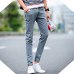 New Korean Style Men Jeans Grey Slim Skinny Man Biker Jeans with Zippers Designer Stretch Fashion Casual Pants Pencils Trousers