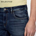 SELECTED Cotton-blend slim faded and washed jean pants C|418232519