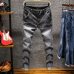 Skinny jeans men Drawstring Slim Fit Denim Joggers Stretch Male Jean Pencil Pants Blue Men's jeans fashion Casual Hombre