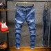 Spring New Men's Elastic Cotton Stretch Jeans Pants Loose Fit Denim Trousers Men's Brand Fashion Wear and washed jean pants