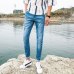 Spring New Men's Elastic Cotton Stretch Jeans Pants Loose Fit Denim Trousers Men's Brand Fashion Wear and washed jean pants