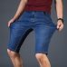 2019Summer Brand Stretch Thin high quality cotton Denim Jeans male Short Men Knee Length Soft blue casual Shorts Plus Size 28-46