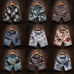 9 Color Men's Casual Beach Floral Shorts 2019 New Summer Fashion Straight Cotton Linen Bermuda Hawaiian Short Pants Male Brand