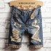 AIRGRACIAS Mens Ripped Short Jeans Brand Clothing Bermuda Cotton Shorts Breathable Denim Shorts Male New Fashion Size 28-40